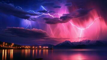 dramatic sky with electric blue flares and pink photo