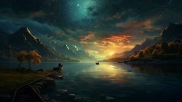 dreamlike scene with a view of the night sky star photo