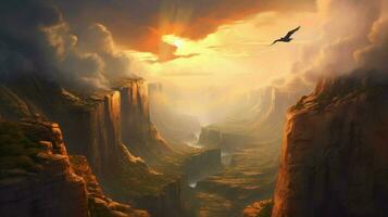 dreamlike vision of flying over canyon photo