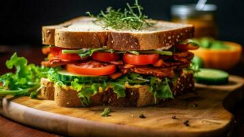 enjoy a fresh and tasty vegan sandwich made photo