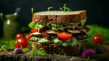 enjoy a fresh and tasty vegan sandwich made photo