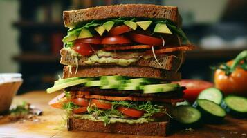 enjoy a fresh and tasty vegan sandwich made photo