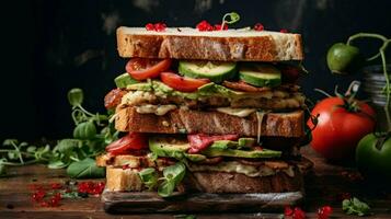 enjoy a fresh and tasty vegan sandwich made photo