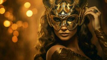 fantasy goddess in tiger cheetah golden mask photo