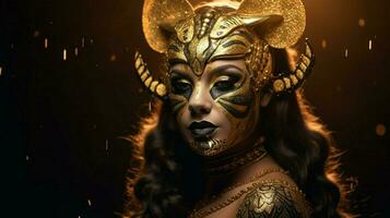 fantasy goddess in tiger cheetah golden mask photo