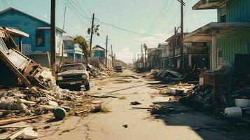 volador escombros y basura en calles después huracán foto