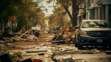 volador escombros y basura en calles después huracán foto