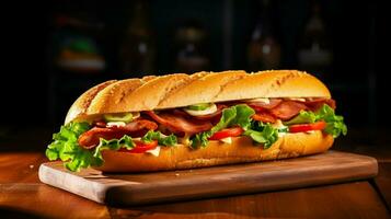 fresh vegan subway sandwich for a light and health photo
