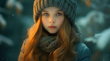 girl warm winter clothes photo