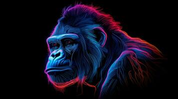 gorilla in a neon neon style photo