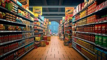 grocery store aisle filled with healthy snacks photo