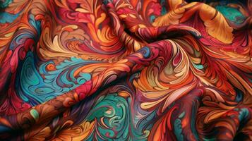 intricately patterned textile with vivid colors photo