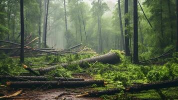 large trees broken by storm during aftermath photo