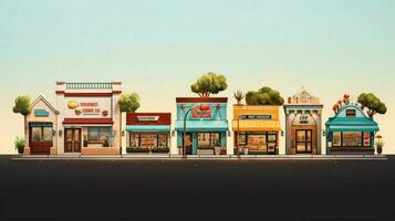 lineup of fast food restaurants each with their photo