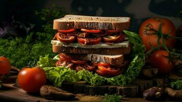 natural vegan sandwich prepared with organic and photo