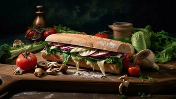 natural vegan sandwich prepared with organic and photo