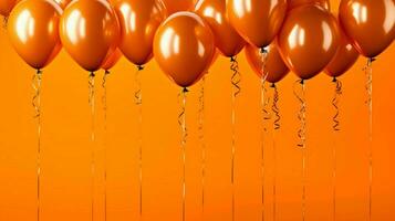 orange balloons on a bright orange background photo