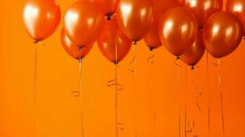 orange balloons on a bright orange background photo