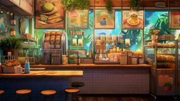 plantbased fast food restaurant with menu of veg photo