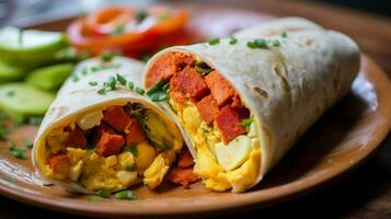 quick and easy vegan breakfast burrito filled photo