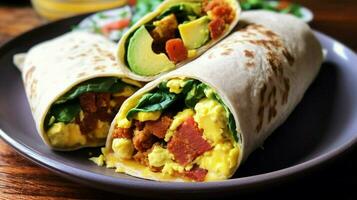 quick and easy vegan breakfast burrito filled photo