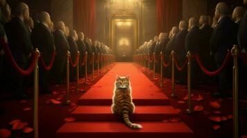 rojo alfombra para famoso gato foto