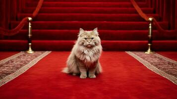 rojo alfombra para famoso gato foto