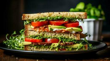 savor a vegan sandwich with generous filling photo