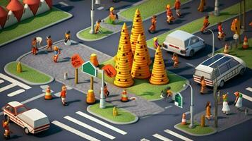 school crossing with cones and signage helping photo