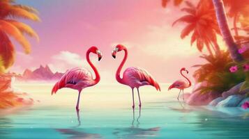 summer vacation concept flamingo paradise exploring photo