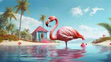 summer vacation concept flamingo paradise exploring photo