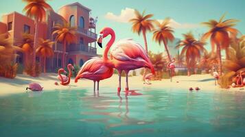 summer vacation concept flamingo paradise exploring photo