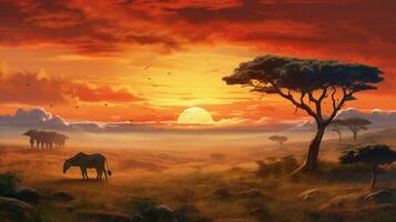 sunset kenya landscape savanna photo