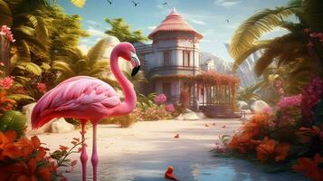 summer vacation concept flamingo paradise exploring photo