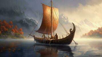 alto y agraciado vikingo Embarcacion deslizamiento mediante foto