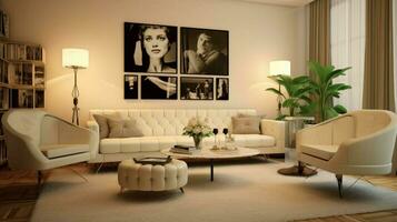 the living room is inviting with chic furnishings photo