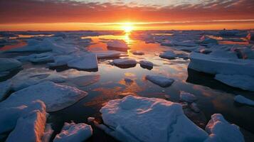 el Dom conjuntos terminado el hielo témpanos en el ártico Oceano foto