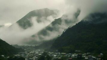 thick clouds in sky over mountains after aftermath photo