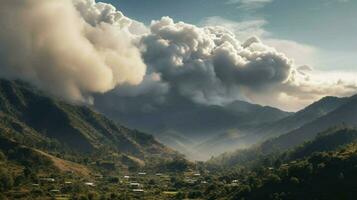 thick clouds in sky over mountains after aftermath photo