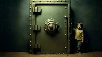 thief child bank safe door photo