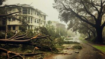 trees fell down under violent wind photo