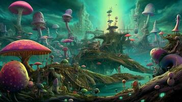 trippy alien world filled with bizarre and color photo