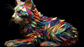 trippy cat rotating and morphing into other shape photo