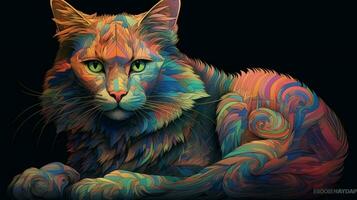 trippy cat rotating and morphing into other shape photo