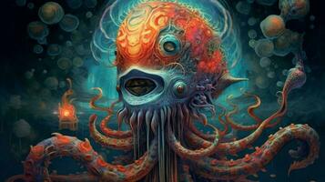 trippy creature of the deep with psychedelic pattern photo