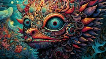 trippy creature of the deep with psychedelic pattern photo