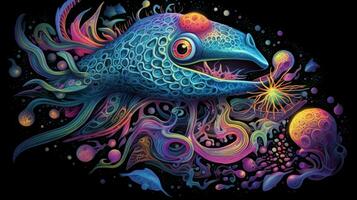 trippy creature of the deep with psychedelic pattern photo