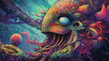 trippy creature of the deep with psychedelic pattern photo