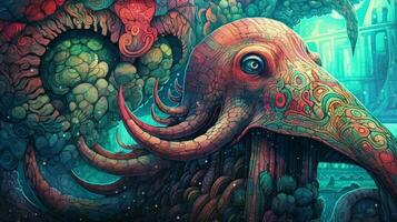 trippy creature of the deep with psychedelic pattern photo