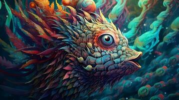 trippy creature of the deep with psychedelic pattern photo